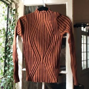 Long sleeve shirt Mock neck XS Fitted Ribbed